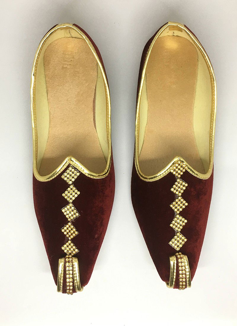 Maroon Colour Mojari Vol 1 Velvet Latest Wedding Wear Collection 1171-MJ-16